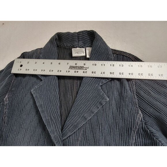 Chico's Womens Textured Gray Blaze Jacket Size 2 Notch Collar Pockets - Picture 5 of 7